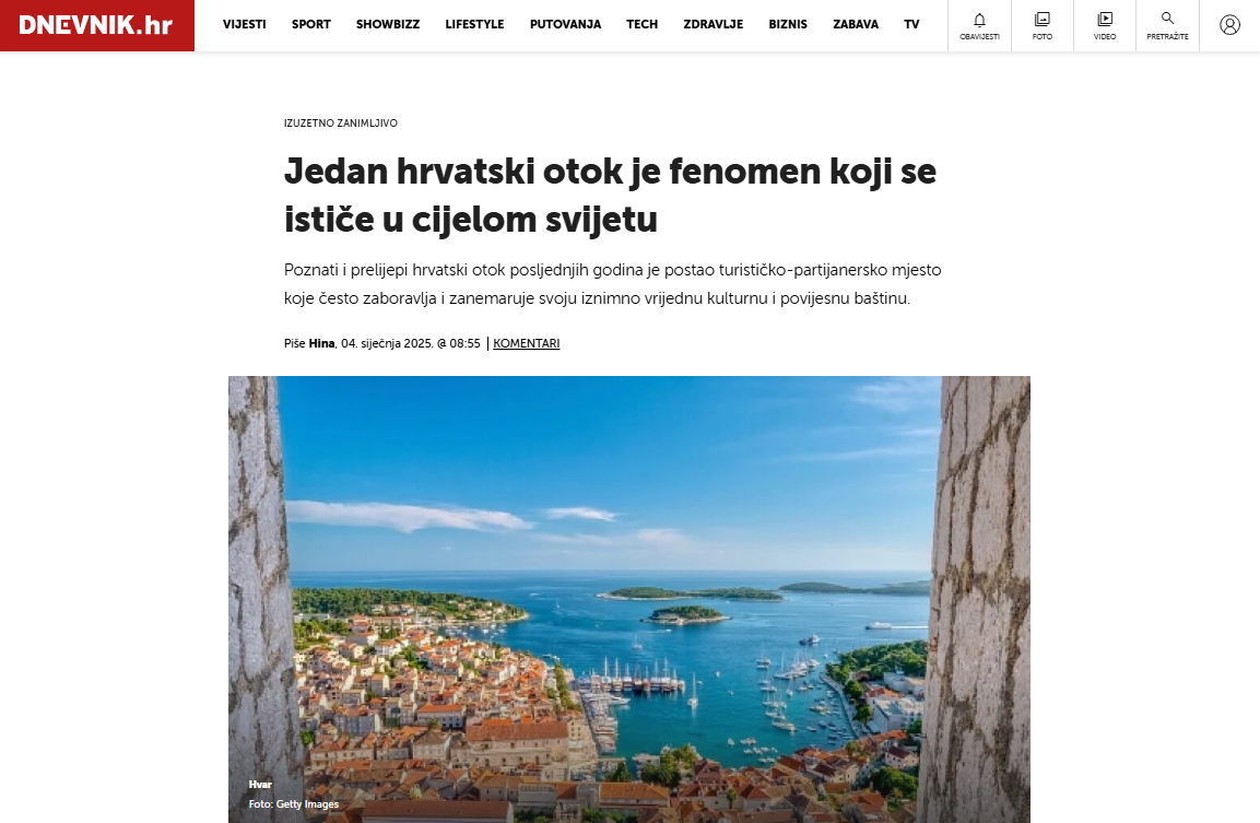 The island of Hvar is a phenomenon due to its large number of academics